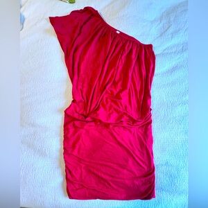 Hot pink one-shoulder dress